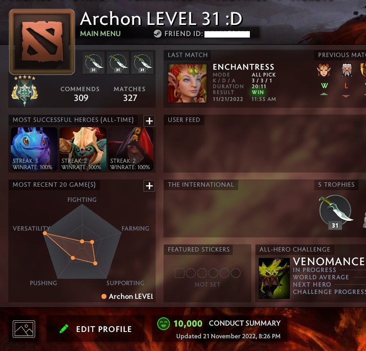 Archon V | MMR: 3040 - Behavior: 10000