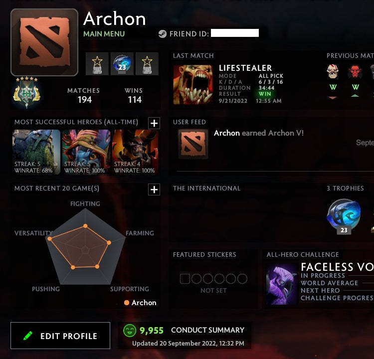 Archon V | MMR: 2990 - Behavior: 9955